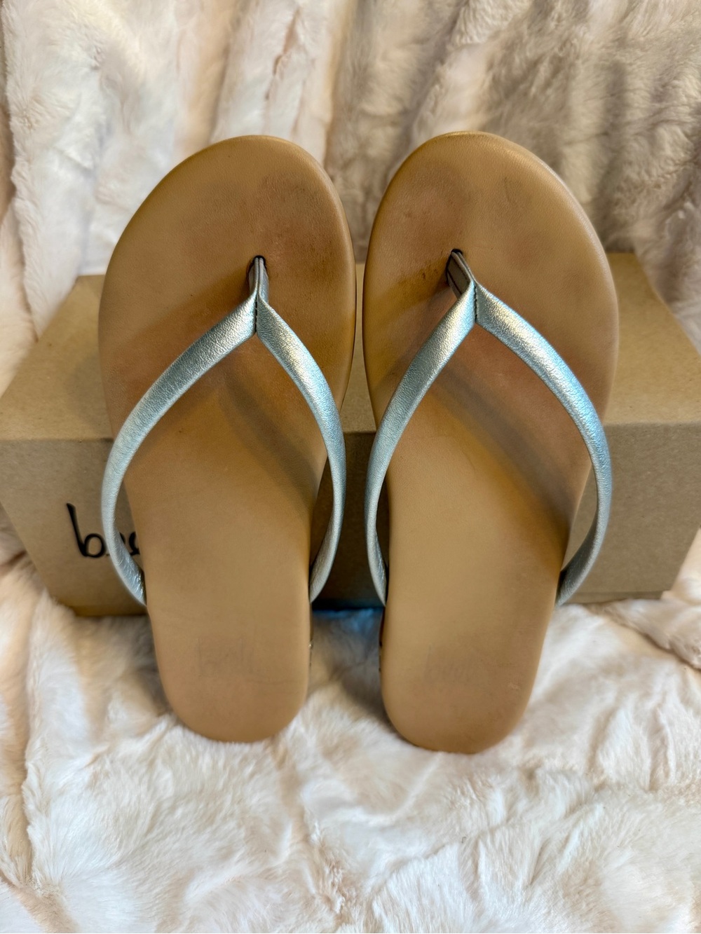 Beek Sunbeam sandals in silver, size 5